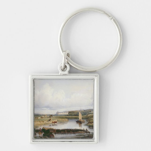 Porte-clés Un paysage étendu de rivière avec une vue du ch (Devant)