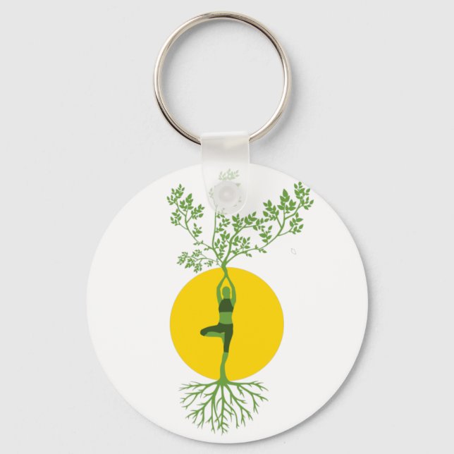 Porte-clés un petit design de printemps yoga (Recto)