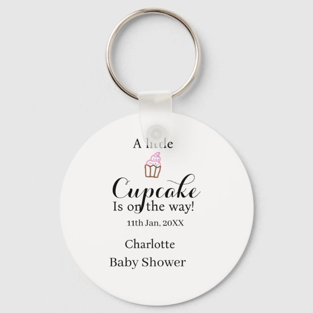 Porte-clés Un petit gâteau arrive nom de la baby shower da (Recto)