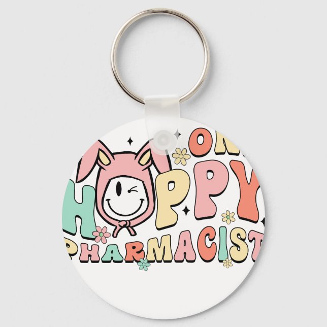 Porte-clés un pharmacien heureux, rétro, vintage (Recto)