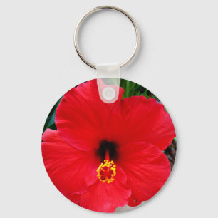 Porte-clés Un porte - clé rouge de fleur de ketmie