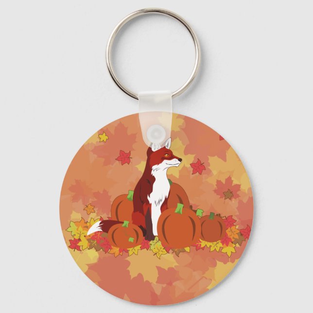 Porte-clés Un renard dans le patch Citrouille (Recto)