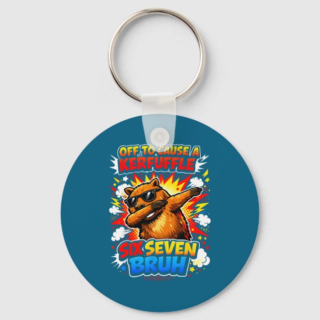 Porte-clés Un T-Shirt Rétro Capybara Mème Cause Décalée (Recto)