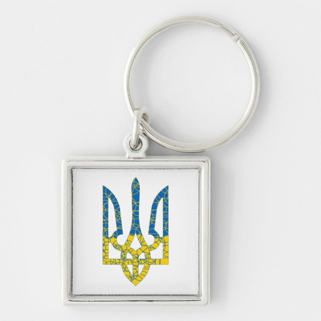 Porte-clés Un trident ukrainien texturé drapeau d'Ukraine cou (Devant)