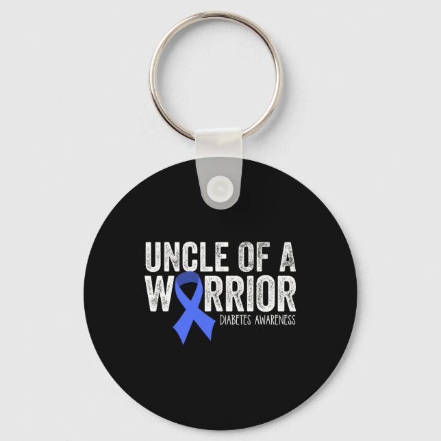 Porte-clés Uncle Of A Warrior T1d Kid Diabetic Blue Ribbon Su (Recto)