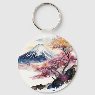Porte-clés Une belle aquarelle sur le Mont Fuji