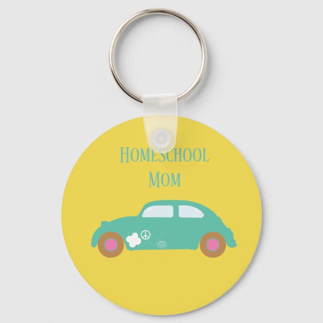 Porte-clés Une belle mère d'école familiale hippie voiture (Recto)