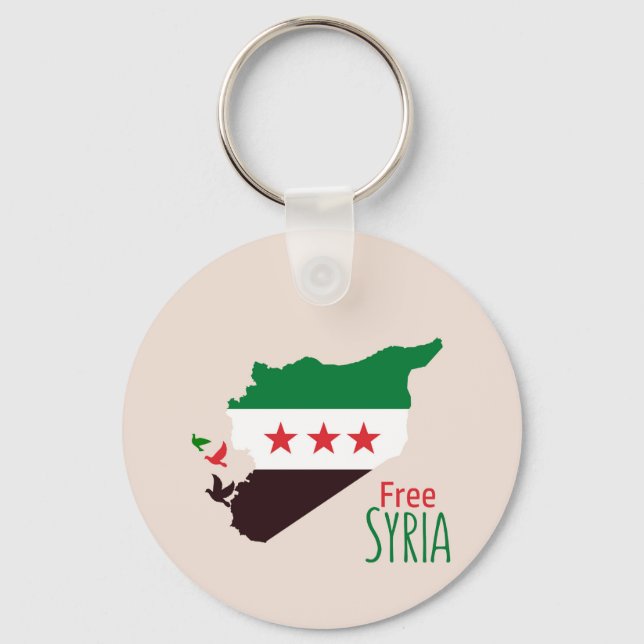 Porte-clés Une carte de la Syrie avec le drapeau de la révolu (Recto)