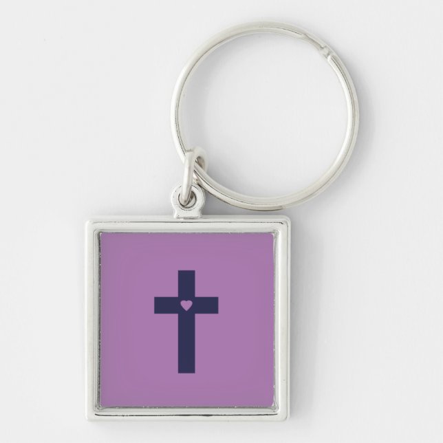 Porte-clés Une croix avec un cœur  (Devant)