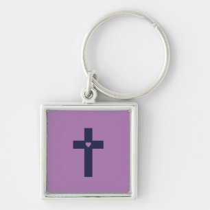 Porte-clés Une croix avec un cœur d'amour sacré