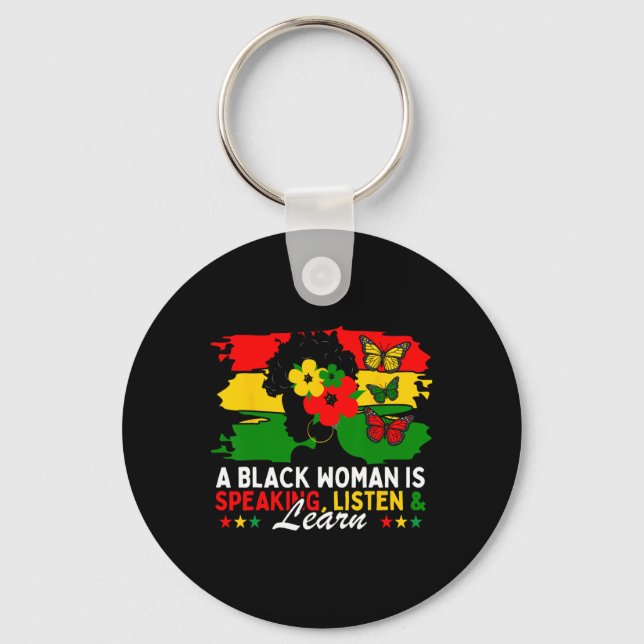 Porte-clés Une Femme Noire Parle Écouter Et Apprendre Pour Af (Recto)