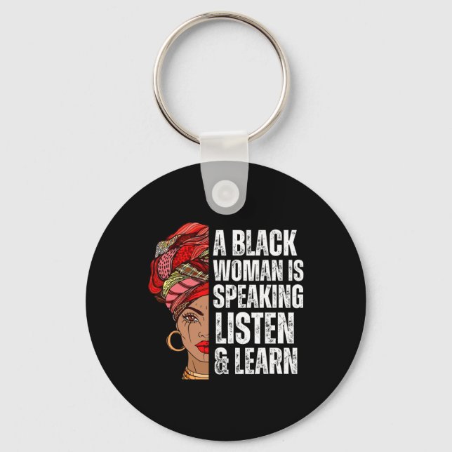 Porte-clés Une Femme Noire Parle Écouter Et Apprendre Pour Af (Recto)