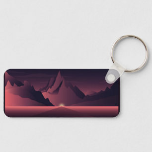 Porte-clés Une illustration de coucher de soleil en montagne
