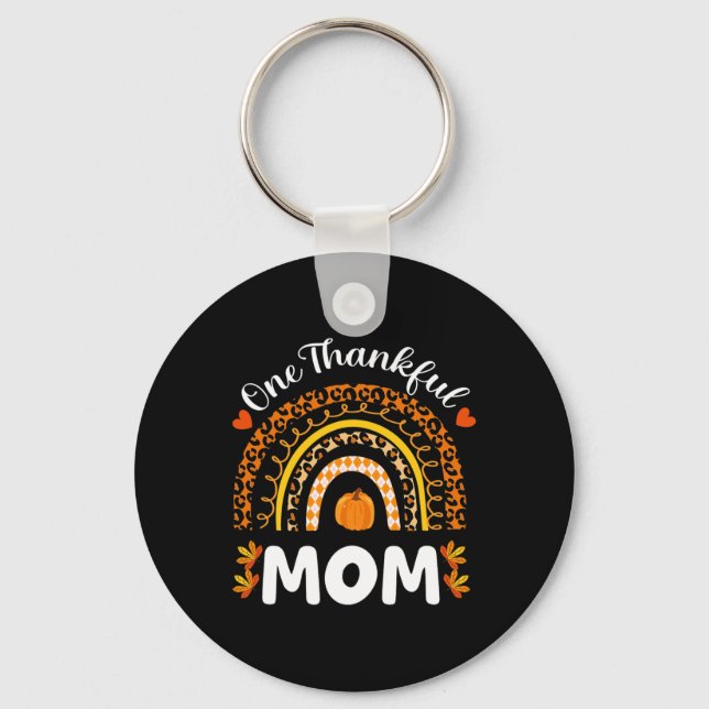 Porte-clés Une Maman Merci Thanksgiving Rainbow Fall Leopard (Recto)