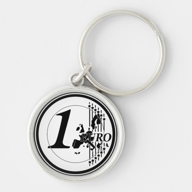Porte-clés Une pièce d'un euro fait main (Devant)