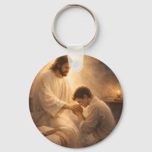 Porte-clés Une prière à genoux avec Jésus