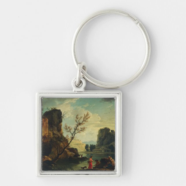 Porte-clés Une rivière avec des pêcheurs par Joseph Vernet  (Devant)