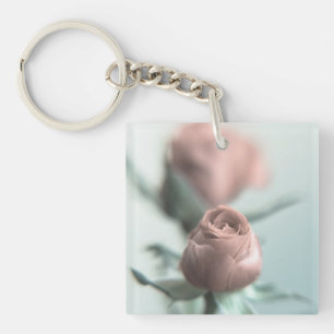 Porte-clés Une rose rose pour votre chéri...