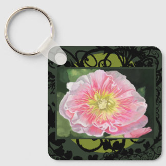 Porte-clés Une rose tendre et une mauve hollyhock_0165