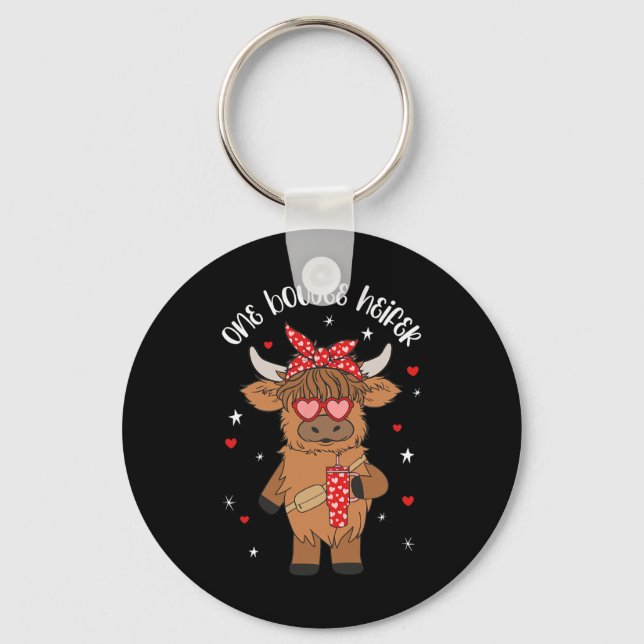 Porte-clés Une vache boujee tumbler joyeuse Saint-Valentin (Recto)