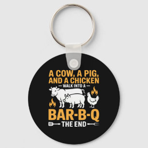 Porte-clés Une vache un cochon et un poulet entrent dans un R