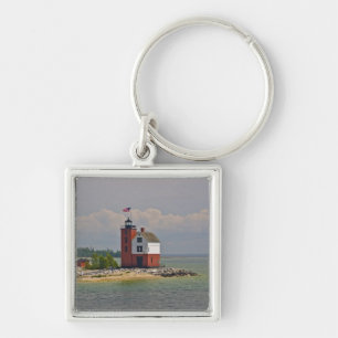 Porte-clés Une vue de la station de phare de Round Island.