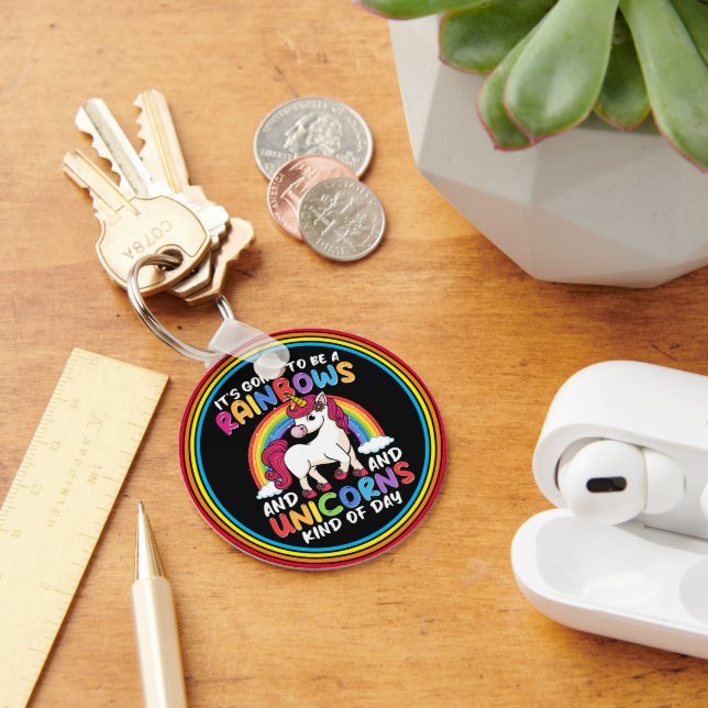 Porte-clés Unicorn Cute Whimsical Funny Rainbows Et Unicorns (Bureau)