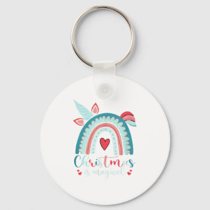 Porte-clés Unicorn Face mignon Arc-en-ciel Noël est magique