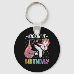 Porte-clés Unicorn Karate 6e anniversaire Six 6 ans Taekwo