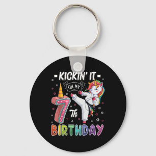 Porte-clés Unicorn Karate 7e anniversaire 7 sept ans Taek