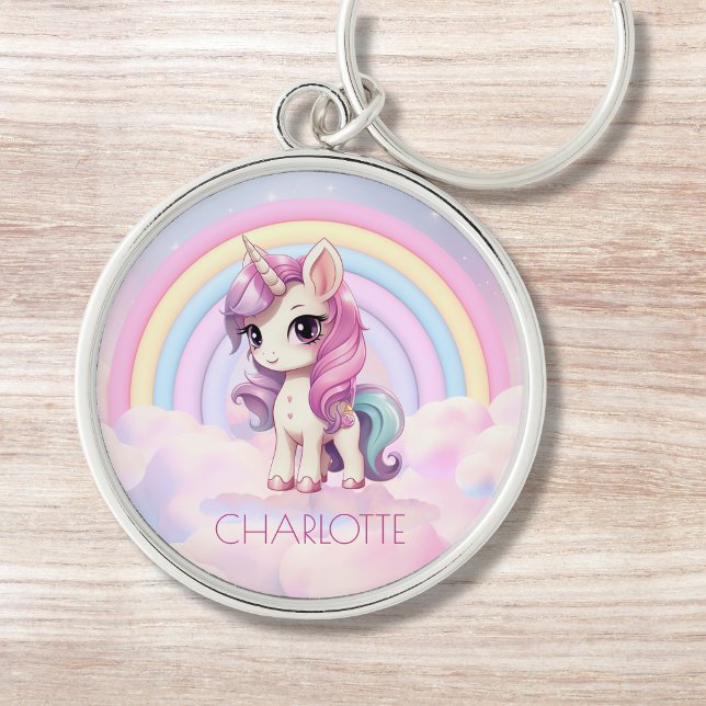 Porte-clés Unicorn Nom personnalisé Rainbow Girly (Créateur téléchargé)