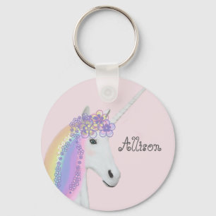 Porte-clés Unicorn Rainbow Pink Personnalisé