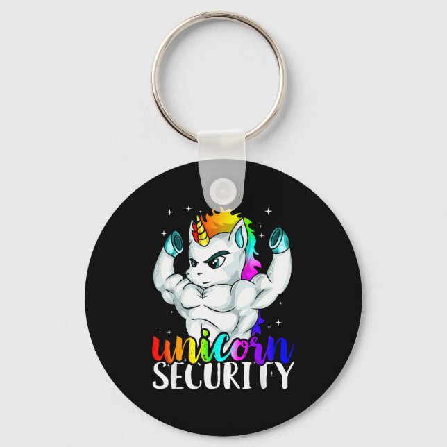 Porte-clés Unicorn Security Squad Muscle Tee Funny Dad Brothe (Recto)