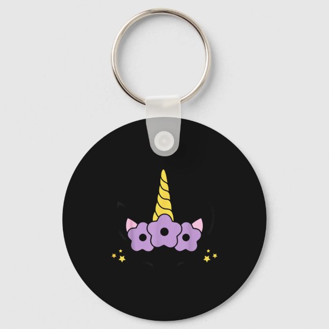 Porte-clés Unicorn Smile Eyelashes Kid Unicorns Flowers Wreat (Recto)