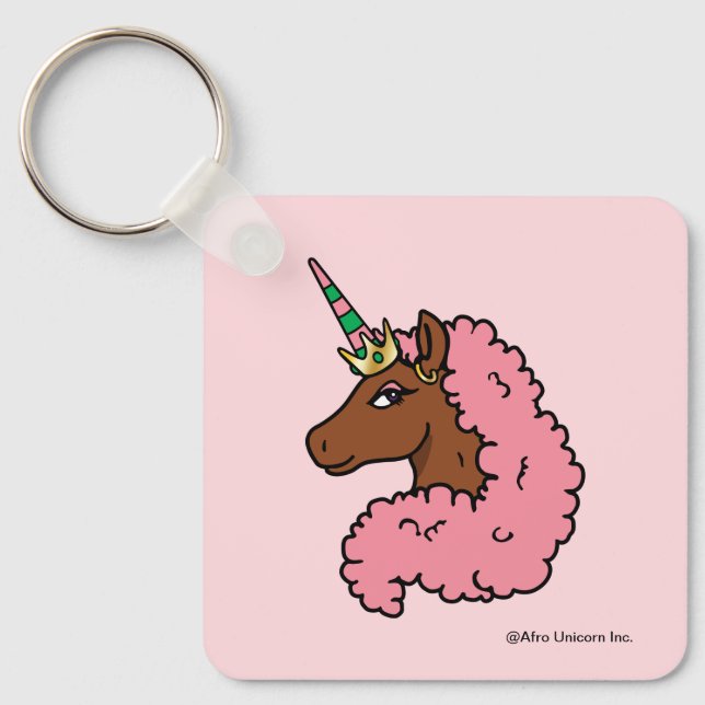 Porte-clés Unicorne Afro Rose clair (Recto)