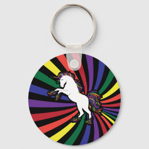 Porte-clés Unicorne arc-en-ciel rétro
