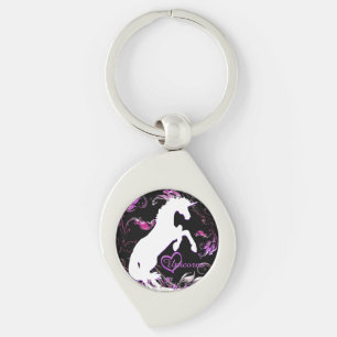 Porte-clés Unicorne blanche V (éclaboussure colorée)