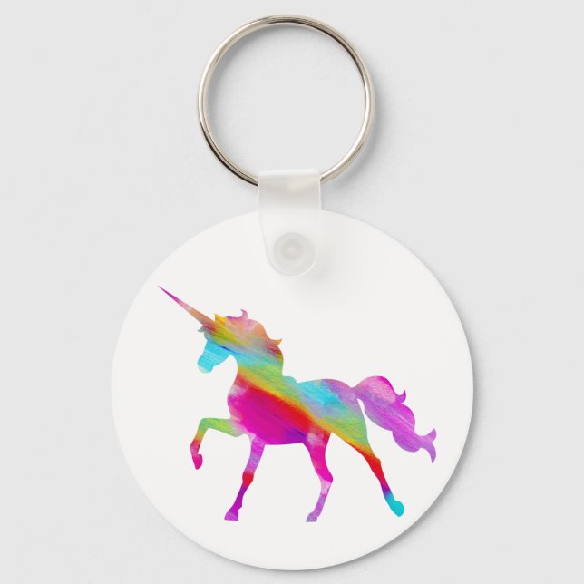 Porte-clés Unicorne de danse de l'arc-en-ciel brillant (Recto)