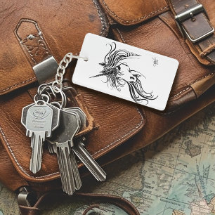 Porte-clés Unicorne d'encre noire tribale