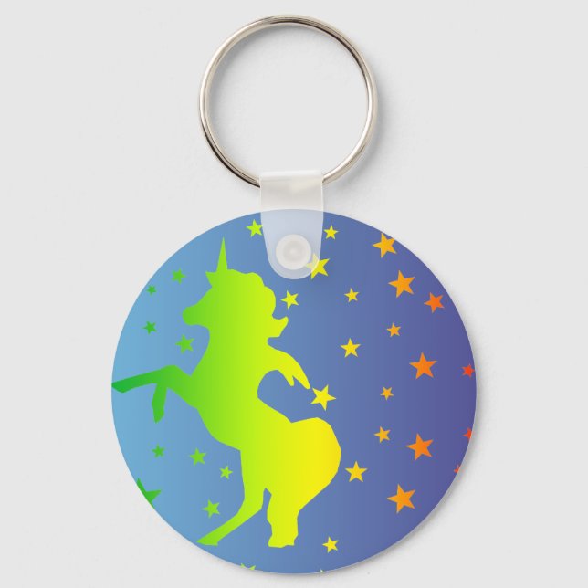 Porte-clés " Unicorne et étoiles " (Recto)