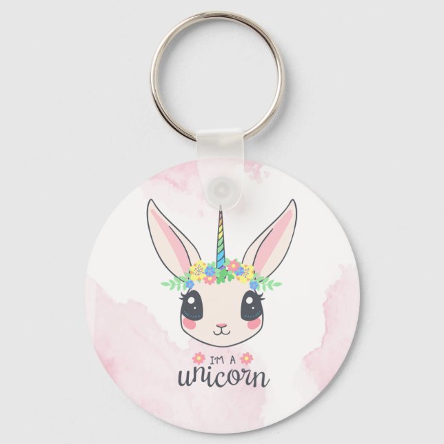 Porte-clés Unicorne rose doux (Recto)
