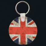 Porte-clés Union Jack déchiquetée âgée<br><div class="desc">Le drapeau de l'Union de Grande-Bretagne avec des effets vieillis et déchiquetés ajoutés,  de grands cadeaux pour tout amoureux de la culture britannique</div>