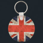 Porte-clés Union Jack déchiquetée âgée<br><div class="desc">Le drapeau de l'Union de Grande-Bretagne avec des effets vieillis et déchiquetés ajoutés,  de grands cadeaux pour tout amoureux de la culture britannique</div>