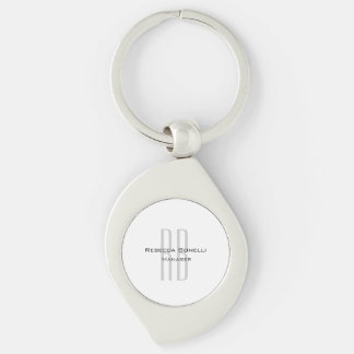 Porte-clés Unique Monogramme gris blanc moderne
