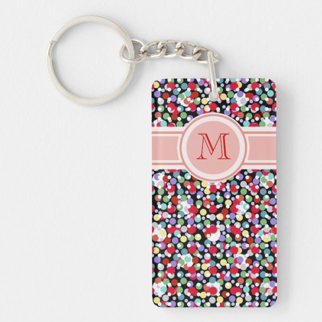 Porte-clés unique polka dots girly monogram (Devant)
