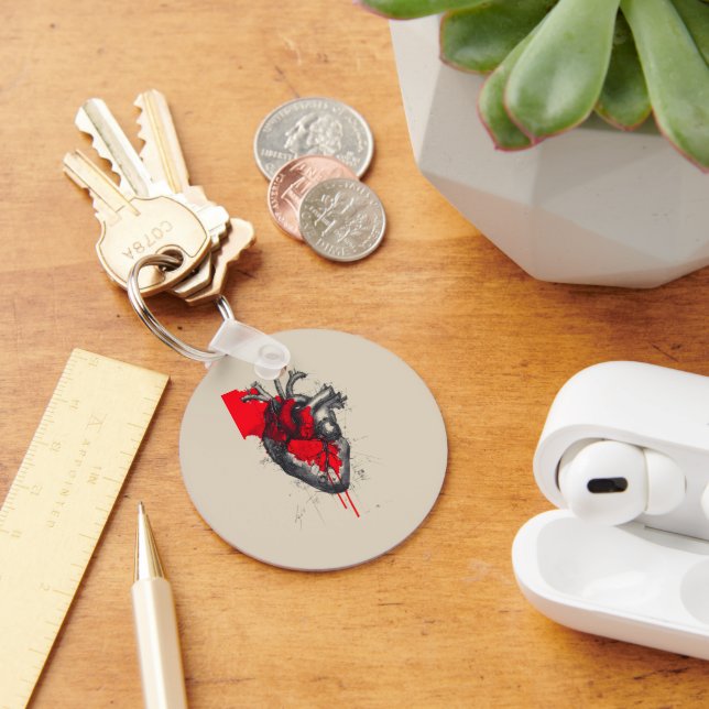 Porte-clés Unique Red Splatter Human Heart Keychain (Bureau)