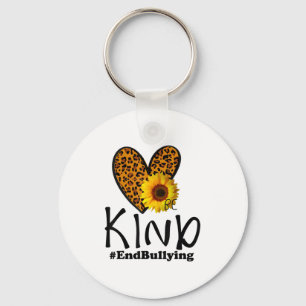 Porte-clés Unité Day Orange Be Kind Leopard Heart Anti Bullyi