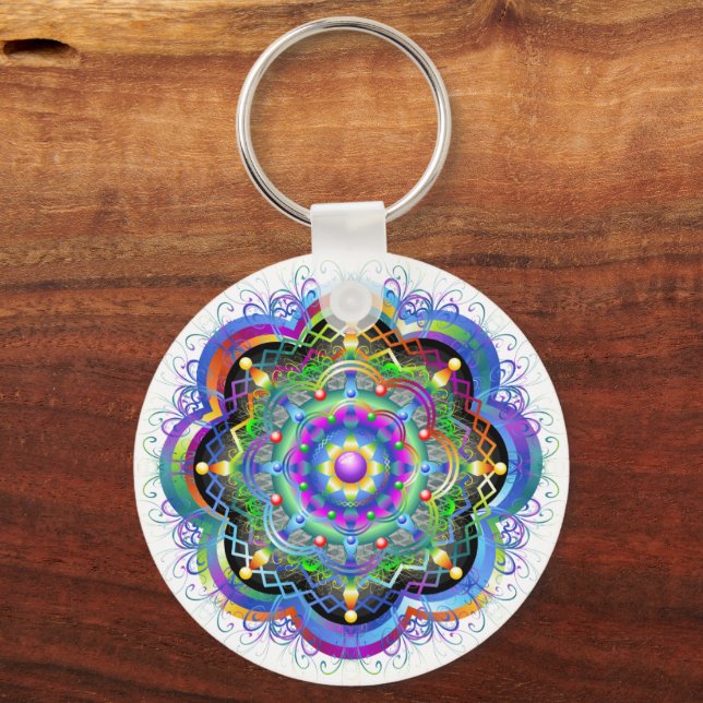 Porte-clés Univers Mandala Couleurs Psychédéliques (Recto)