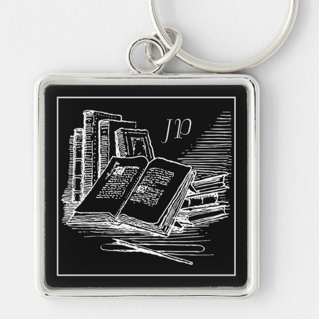 Porte-clés Universitaire Noir Et Blanc Monogramme (Devant)