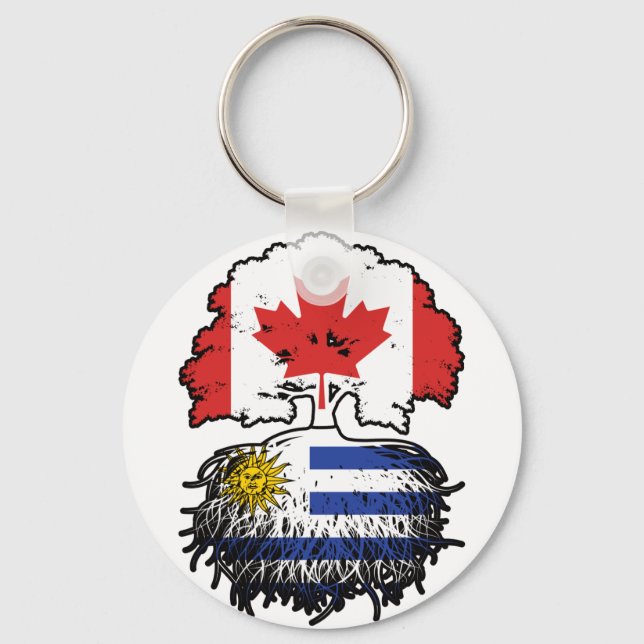 Porte-clés Uruguay drapeau uruguayen canadien des racines d'a (Recto)